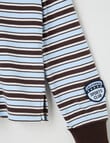 Switch Long Sleeve Yarn Dyed Stripe Polo Top, Cornflower & Chocolate product photo View 02 S