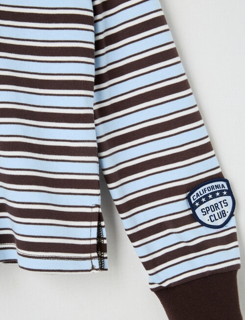 Switch Long Sleeve Yarn Dyed Stripe Polo Top, Cornflower & Chocolate product photo View 02 L