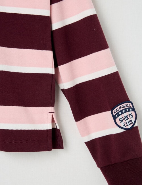 Switch Long Sleeve Yarn Dyed Stripe Polo Top, Berry & Pink Poppy product photo View 02 L