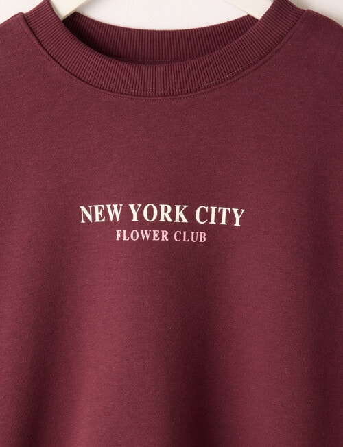 Switch Botanical Flowers Oversized Crew Sweatshirt, Red Velvet product photo View 03 L