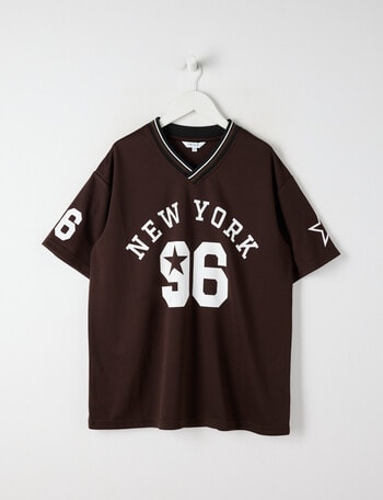 Switch Sports Short Sleeve Oversized Jersey, Chocolate product photo