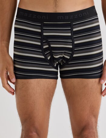 Mazzoni Cotton Rich Stripe Trunk, Fern, Black & Grey product photo