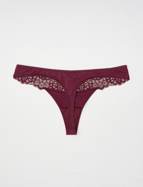 Acapella Hazel Lace Trim G-String Brief, Wine product photo View 02 L