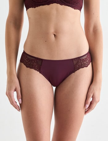 Acapella Hazel Lace Trim Bikini Brief, Wine product photo