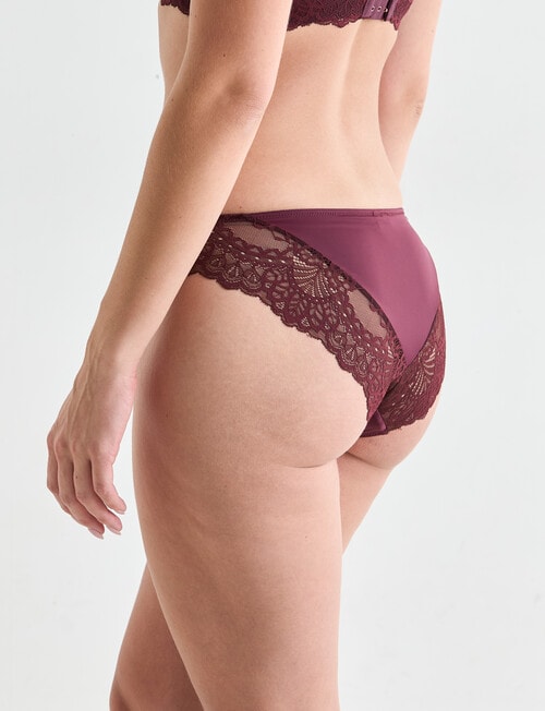 Acapella Hazel Lace Trim Bikini Brief, Wine product photo View 02 L