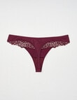 Acapella Hazel Lace Trim G-String Brief, Wine product photo View 02 S