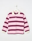 Mac & Ellie Stripe Long Sleeve Polo Top, Berry & Pink product photo