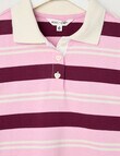 Mac & Ellie Stripe Long Sleeve Polo Top, Berry & Pink product photo View 02 S