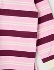 Mac & Ellie Stripe Long Sleeve Polo Top, Berry & Pink product photo View 03 S