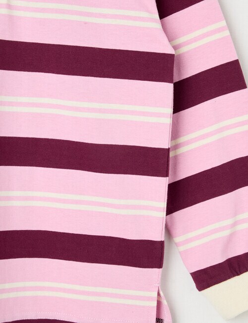 Mac & Ellie Stripe Long Sleeve Polo Top, Berry & Pink product photo View 03 L