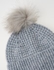 Boston + Bailey Puff Stitch Pompom Beanie, Grey Marle product photo View 02 S