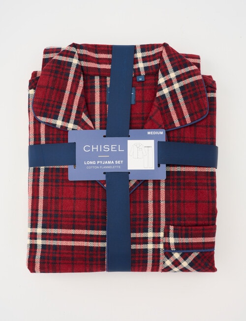 Chisel Check Flannel Long PJ Set, Navy & Red product photo View 02 L