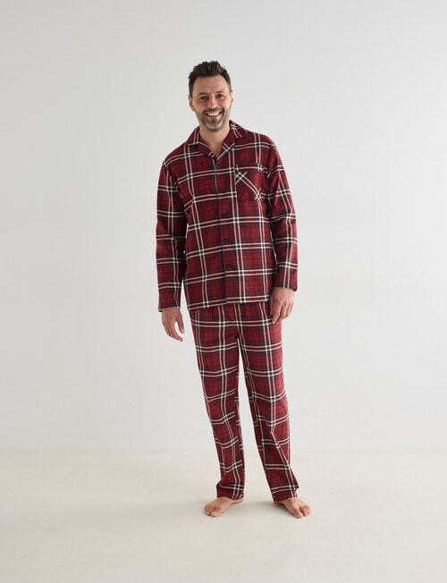 Chisel Check Flannel Long PJ Set, Navy & Red product photo View 03 L