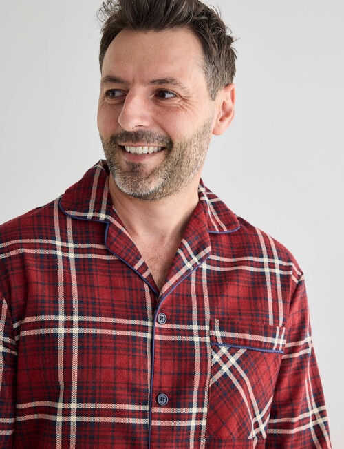 Chisel Check Flannel Long PJ Set, Navy & Red product photo View 04 L