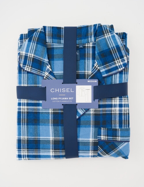 Chisel Check Flannel Long PJ Set, Navy & Blue product photo View 02 L