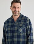 Chisel Check Flannel Long PJ Set, Navy & Green product photo View 04 S