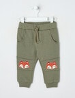 Teeny Weeny Play Time Fox Knee Fleece Trackpant, Green product photo