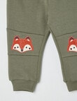 Teeny Weeny Play Time Fox Knee Fleece Trackpant, Green product photo View 03 S