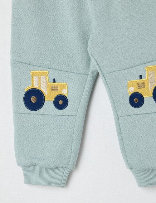 Teeny Weeny Play Time Tractor Knee Fleece Trackpant, Seafoam product photo View 03 L