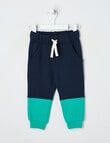 Teeny Weeny Play Time Contrast Fleece Trackpant, Black & Emerald product photo