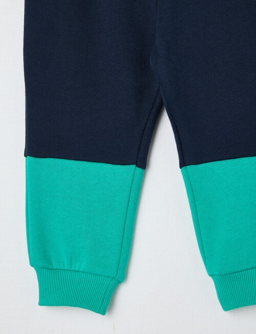 Teeny Weeny Play Time Contrast Fleece Trackpant, Black & Emerald product photo View 03 L