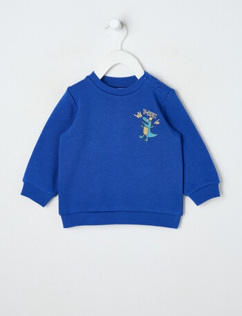 Teeny Weeny Play Time T Rex Fleece Sweatshirt, Electric Blue product photo