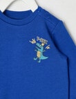 Teeny Weeny Play Time T Rex Fleece Sweatshirt, Electric Blue product photo View 03 S