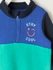 Teeny Weeny Fleece Quarterzip Jumper, Green Multi product photo View 02 S