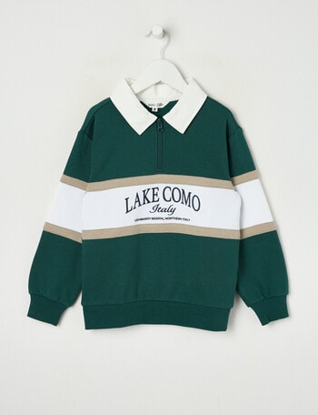 Mac & Ellie 1/4 Collar Zip Pullover, Green product photo