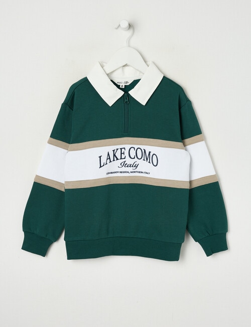 Mac & Ellie 1/4 Collar Zip Pullover, Green product photo