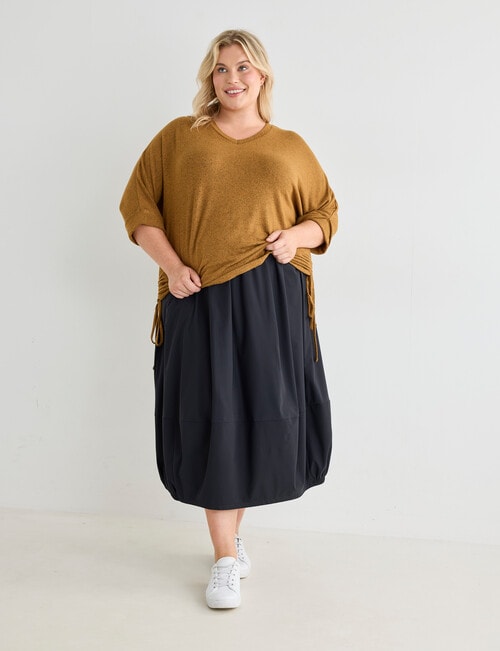 Studio Curve Drawcord Tulip Skirt, Black product photo View 03 L