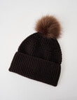 Boston + Bailey Puff Stitch Pompom Beanie, Chocolate product photo