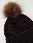 Boston + Bailey Puff Stitch Pompom Beanie, Chocolate product photo View 02 S