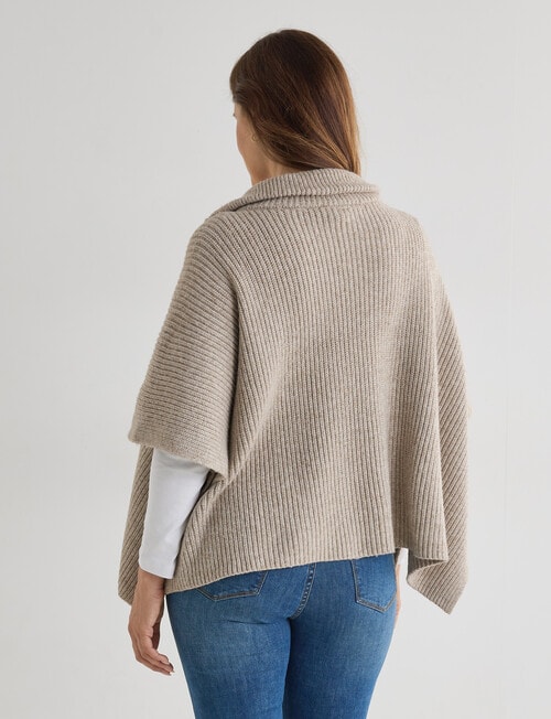 Boston + Bailey Rib Zipped Poncho, Mocha Marle product photo View 02 L