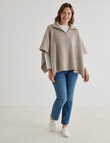Boston + Bailey Rib Zipped Poncho, Mocha Marle product photo View 03 S
