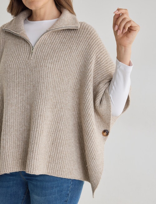 Boston + Bailey Rib Zipped Poncho, Mocha Marle product photo View 04 L