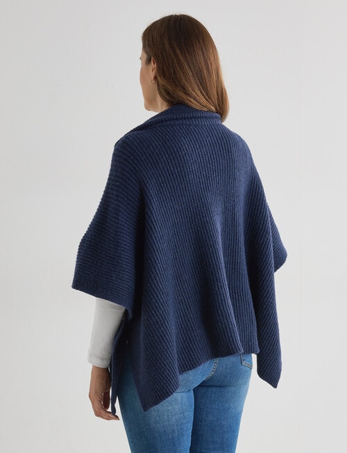 Boston + Bailey Rib Zipped Poncho, Navy product photo View 02 L