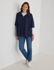 Boston + Bailey Rib Zipped Poncho, Navy product photo View 03 S