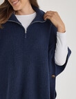 Boston + Bailey Rib Zipped Poncho, Navy product photo View 04 S