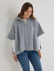 Boston + Bailey Cable Zipped Poncho, Grey Marle product photo View 04 S