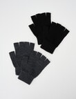 Boston + Bailey Fingerless Gloves, 2-Pack, Black & Charcoal product photo