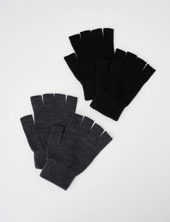 Boston + Bailey Fingerless Gloves, 2-Pack, Black & Charcoal product photo