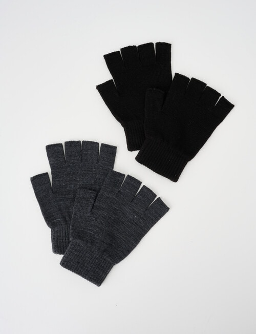 Boston + Bailey Fingerless Gloves, 2-Pack, Black & Charcoal product photo