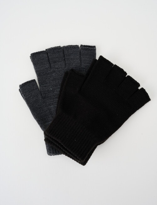 Boston + Bailey Fingerless Gloves, 2-Pack, Black & Charcoal product photo View 02 L
