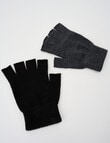 Boston + Bailey Fingerless Gloves, 2-Pack, Black & Charcoal product photo View 03 S