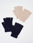 Boston + Bailey Fingerless Gloves, 2-Pack, Navy & Mocha Marle product photo