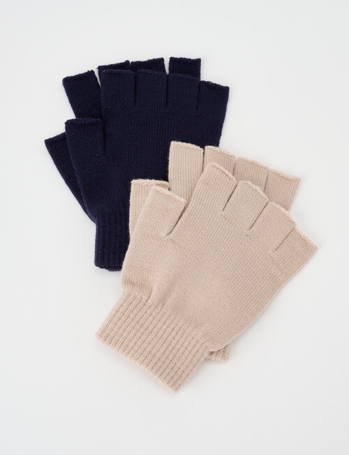 Boston + Bailey Fingerless Gloves, 2-Pack, Navy & Mocha Marle product photo View 02 L