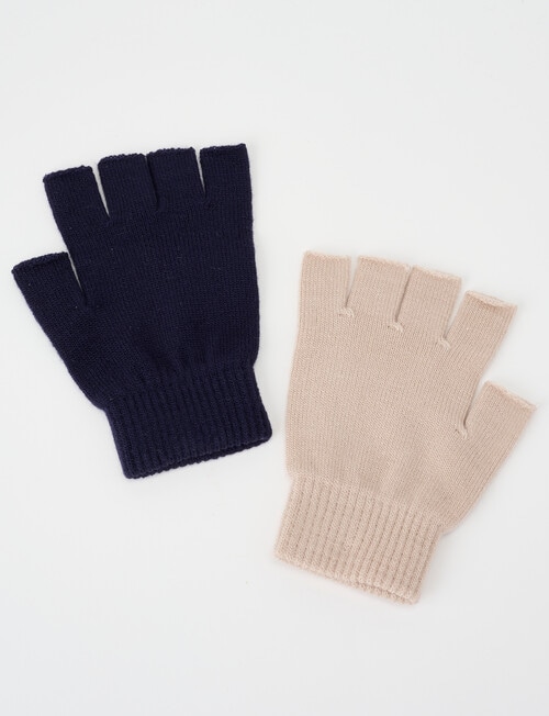 Boston + Bailey Fingerless Gloves, 2-Pack, Navy & Mocha Marle product photo View 03 L