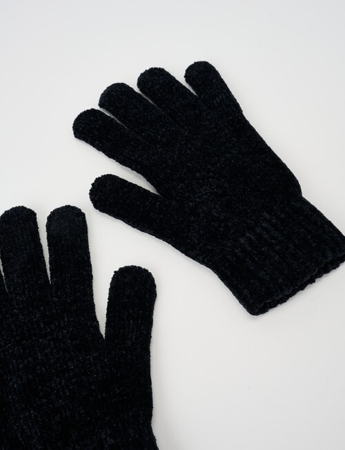 Boston + Bailey Chenille Gloves, Black product photo View 02 L