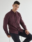 Gasoline Mini Check Long Sleeve Shirt, Burgundy product photo